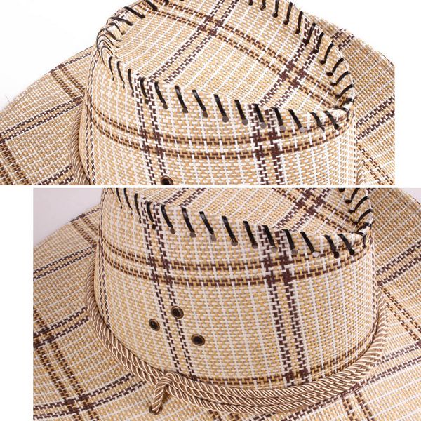 

new fashion western cowboy hat straw tourist cap outdoor wide brim jazz caps gorras 2019, Blue;gray