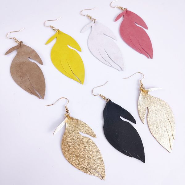 

cpop мода натуральная овечья кожа серьги мода ювелирные изделия сплошной цвет листьев кулон кисточкой серьги женские аксессуары поставки про, Silver