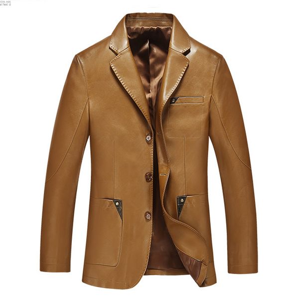 

men leather suit 2018 spring and autumn blazer male sheepskin suit genuine split leather slim jacket black brown coat
