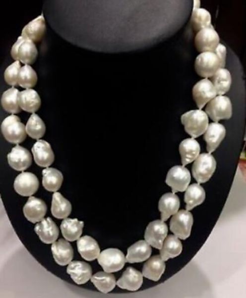 

gorgeous 13-14mm south sea baroque white pearl necklace 36inch 50, Silver