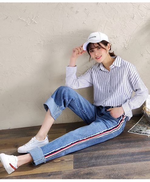 

light blue the new easing bf straight jeans pants in the summer in love