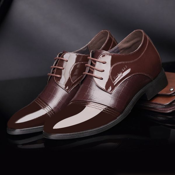 

elevator shoes for men leather formal shoes italian brands wedding dress men suit sapato social oxford zapato caballero, Black