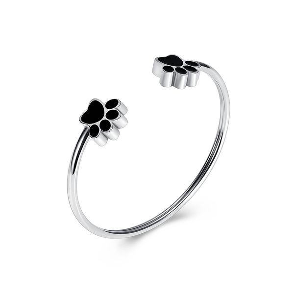 

ijb5121 stainless steel swung dash designed dog/cat paw cremation urn bangle for pet ashes memorial jewelry - adjustable, Golden;silver