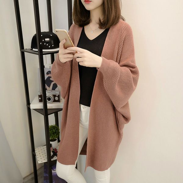 

long cardigan female 2019 autumn winter women v-neck long sleeve knitted cardigans sweater for women jacket, White