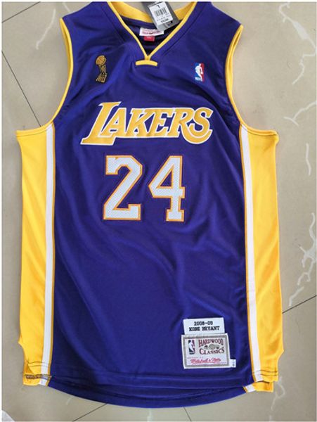 

Мужчины вышивка JerseyKobe 24Bryant Swingman MVP в густой 2020NBA синий желтый Джерси баскетбол кофта