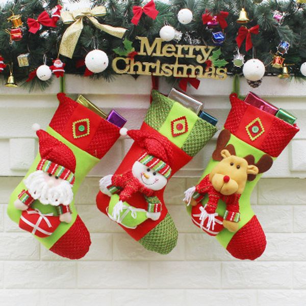 

christmas decorations for home snowman elk santa claus stockings navidad christmas gift holders non-woven stocking