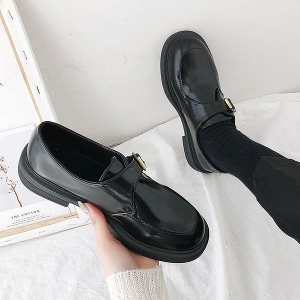 

all-match summer shoes ladies female footwear casual sneaker round toe oxfords women's british style slip-on modis 2019 new, Black