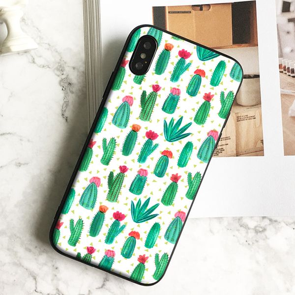 

fundas luxury cute cacti painting phone case for iphone 11 pro xs max xr 8 7 6s plus 5 se case soft black tpu silicone cover