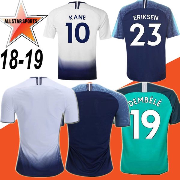 

2018 2019 tottenhame home away occer jer ey kane lamela jan en trippier dembele on pur football hirt