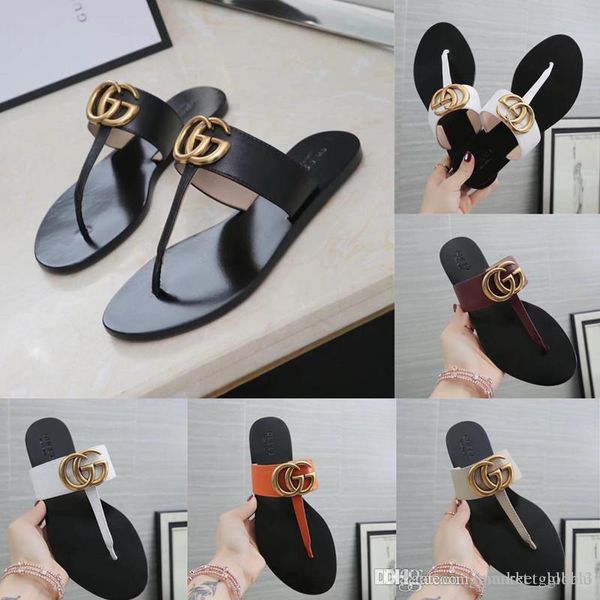 

new leather thong sandal women sandals flip flops female slippers luxury designer sandals thongs woman with box, Black