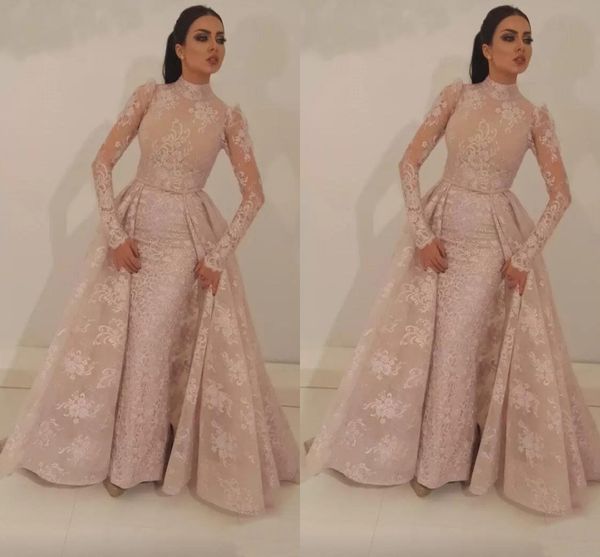 

Арабский румянец Розовые платья выпускного вечера с вырезом 2019 с высоким вырезом