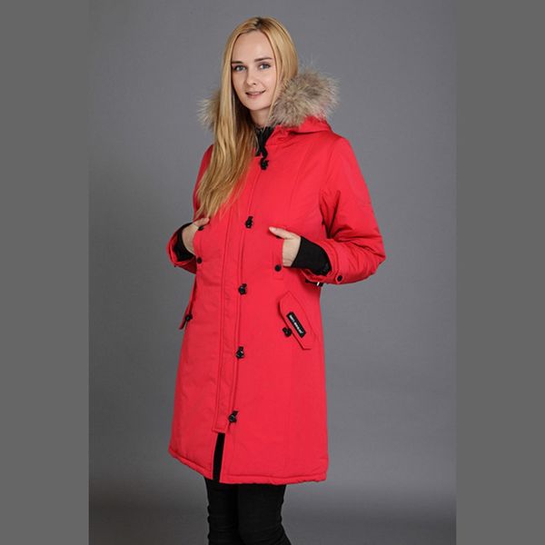 

winter high-end brand canadian style ladies down jacket fashion slim fur collar decoration long thick padded down jacket windproof sizexs, Black