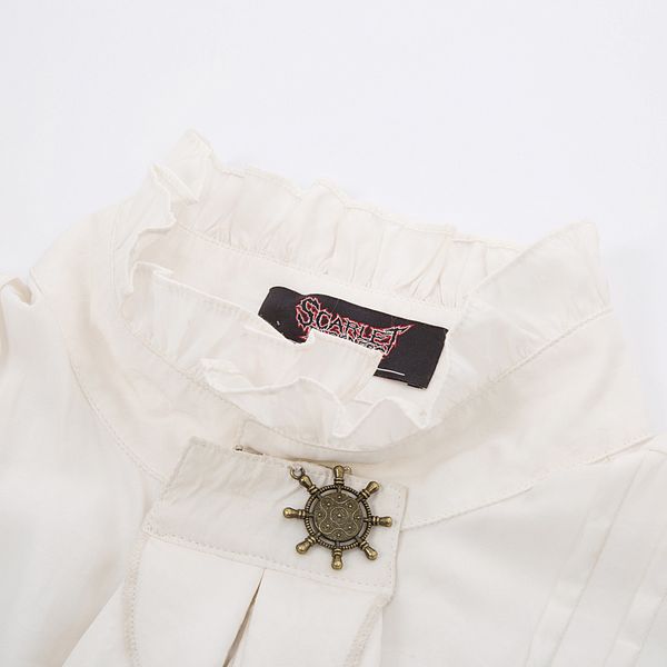 

men's vintage shirt steampunk victorian renaissance solid retro evening party blouse long sleeve jabot collar shirt men, White;black