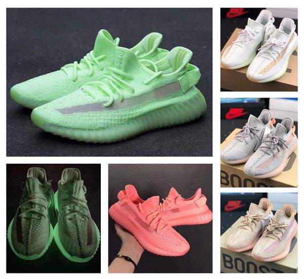 

2019 NEW Glow In The Dark Static Sesame Butter 350 v2 Semi Frozen Yellow Beluga 2.0 Orange Zebra Black Red Kanye West Running Shoes danboss