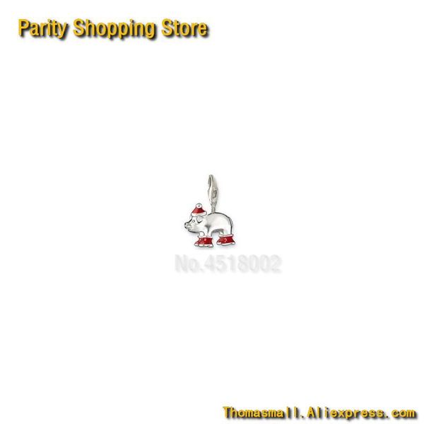 

pt2213 pendant red christmas pig cute charm chian style good jewelry in silver plated fit bag bracelet, Bronze;silver