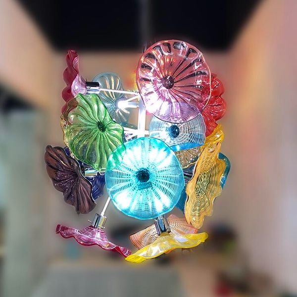 

artistic murano flower chandelier light bedroom living room dining room art decorative hand blown glass plates chandelier led light fixtures