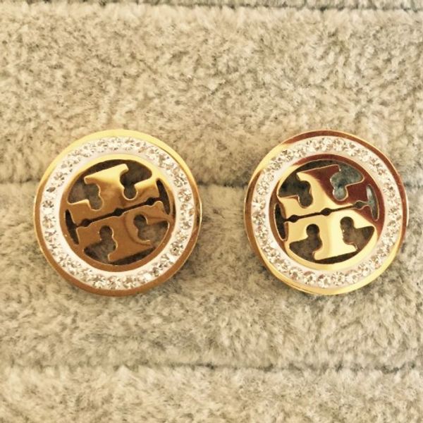 

2019 new arrival famou brand jewelry fa hion tainle teel ilver gold ro e full diamond earring de ign tud for men women