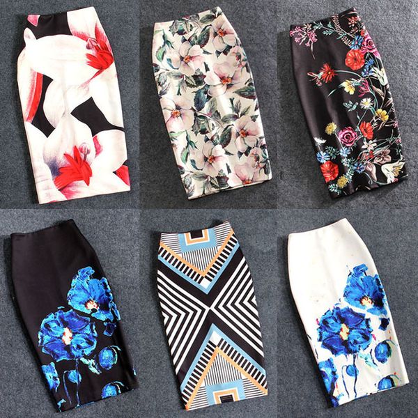 

дизайнер юбки женские юбки 20 цветов печать цветы юбка-карандаш summer casual юбки мода плюс размер faldas mujer юп, Black
