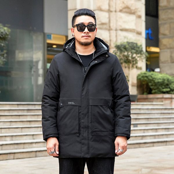 

oversized winter thick warm parkas jacket mens hooded long jackets coat loose men casual padded hoodies parka outwear, Black