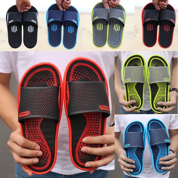 

designer flip-flops men shoes beach shoes breathable word drag summer massage bottom home sports and leisure non-slip sandals and slippers, Black