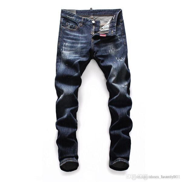 

brand jeans mens luxury designer jeans baggy biker high waisted ripped rock revival black skinny men jean jeckets long pants trousers 044, Blue