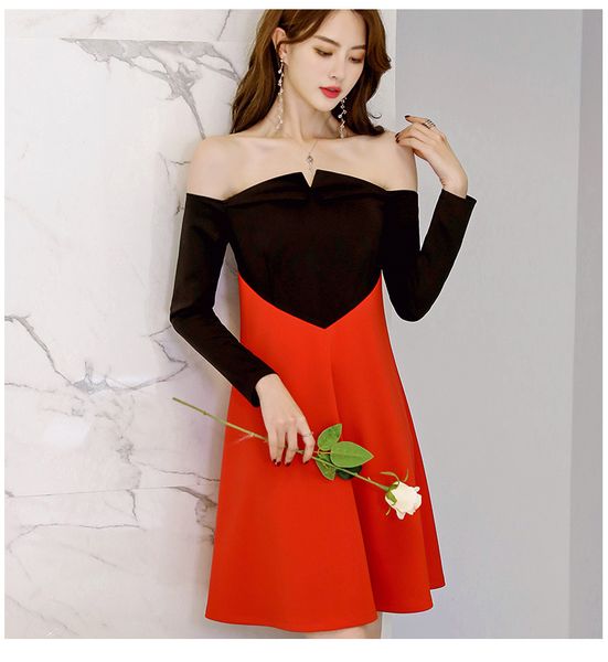 

wither black polo collar contracted leisure dress, Black;gray