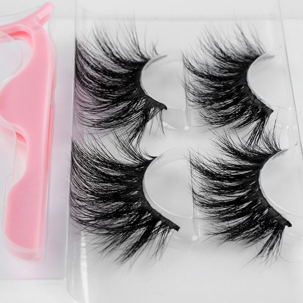 

25mm long 100% mink hair false eyelashes mixed styles wispy fluffy full volume handmade eyeashes with tweezers makeup tool set