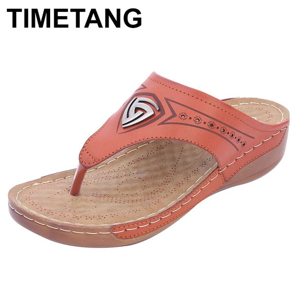 

timetang wedges slipper women shoes platform comfortble flip-flops summer casual rome soft lightweight mama ethnic shoes, Black