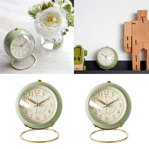 

2pcs kids bedside silent analog alarm clock with night light battery powered