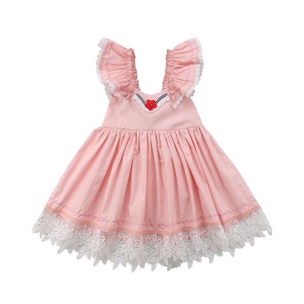 

cute ruffled short sleeve princess dress for girl, Red;yellow