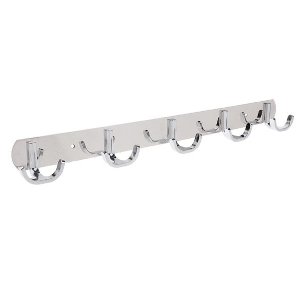 

heavy duty 8-hook rack rail coat robe bag towel hanger wall hanger door hook, silver