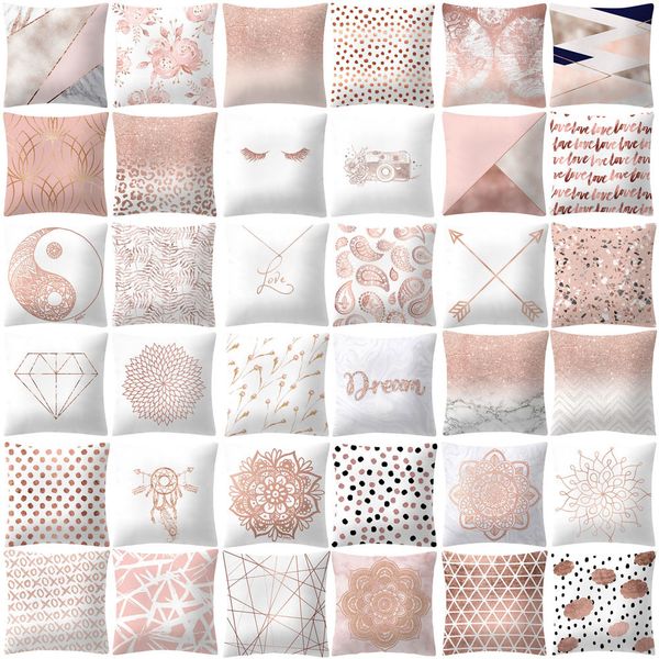 

4pcs rose gold pink cover square home pillowcase christmas decorations for home sofa cushion cover coussin decoratif c1113