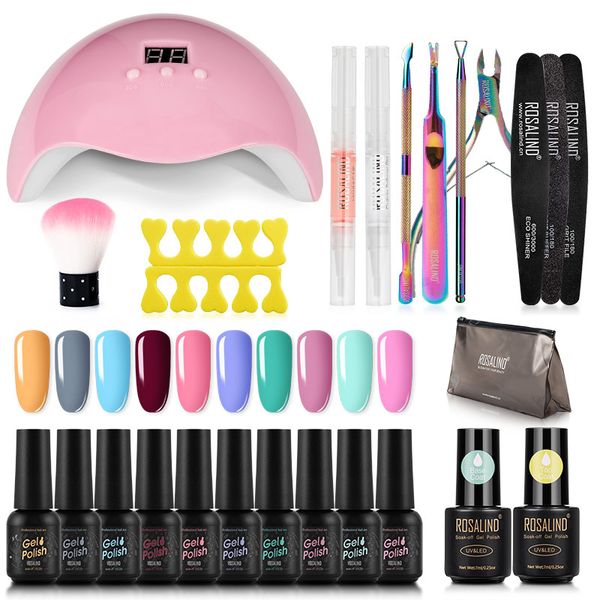 

nail art kits rosalind gel polish set for manicure uv led lamp extension base coat kit
