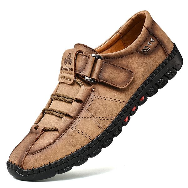 

zero more mens shoes casual dress formal for work solid loafers split leather shoes men slip on big sizes, Black