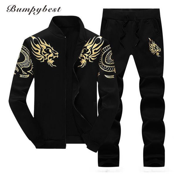 

2019 men's tracksuits jacket bumpybeast zipper pant polo set casual men sporting suit hoodie mens tracksuit sweatshirt male two pieces, Gray