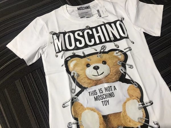 

Mos 2019 pin медведь серии белый черный леди половина рукав рубашки