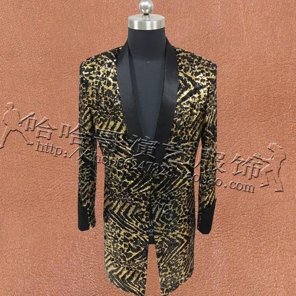 

leopard sequins suits men singers designs masculino homme terno stage personalized jacket mens blazer star style dress punk, White;black