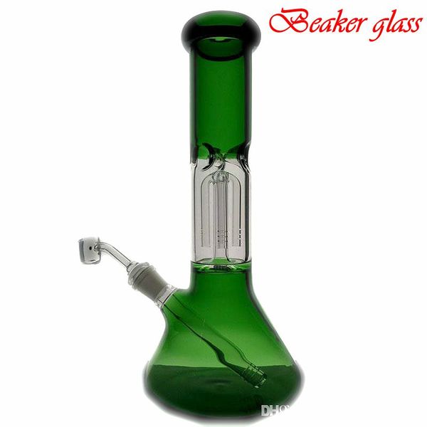 AU и США популярный стакан стекло ZOB Beaker вешалка 4 руки Downstems PErc стеклянные бонги Природа зеленый Вода курительная трубка затяжками 14.4mm Совместную Bowl