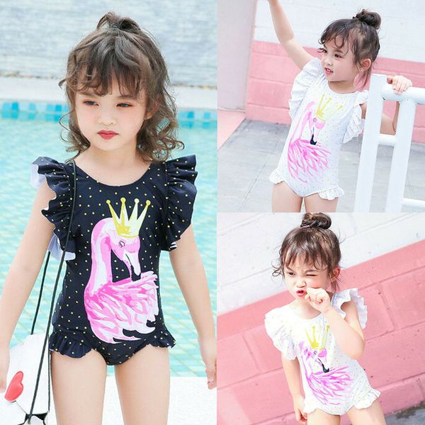 

2019 summer newborn kid baby girl flamingo print bikini swimwear swimsuit bathing suit beach