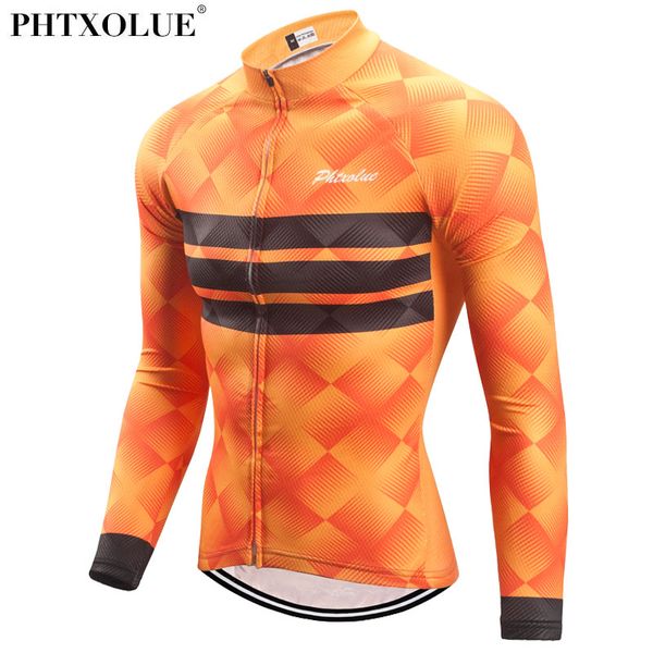 

phtxolue autumn winter thermal long sleeve cycling jersey men blue orange mtb bike bicycle wear cycling clothing, Black;red