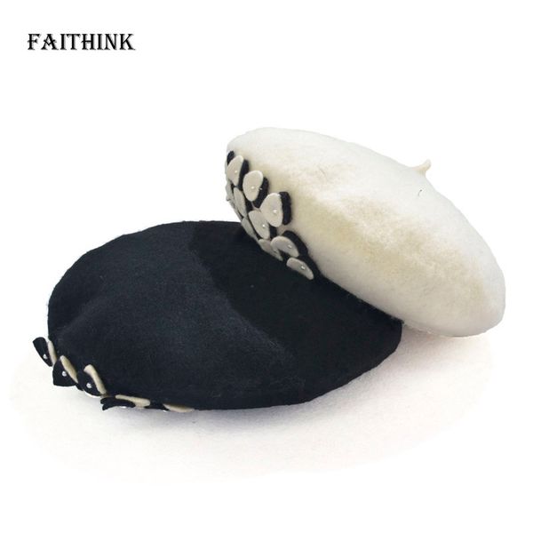 

faithink] sweety heart flower female hats women's caps ladies berets winter girl's berets women gorro female fedoras, Blue;gray