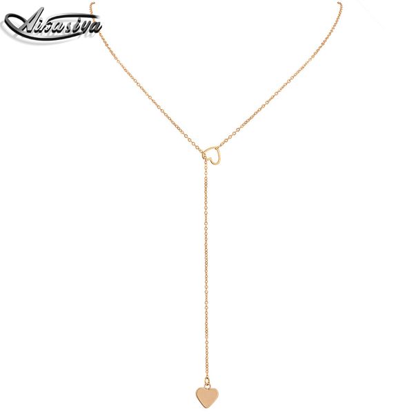 

aikasiya necklace pendant necklace peach heart love women's personality y-shape chain statement jewelry, Silver