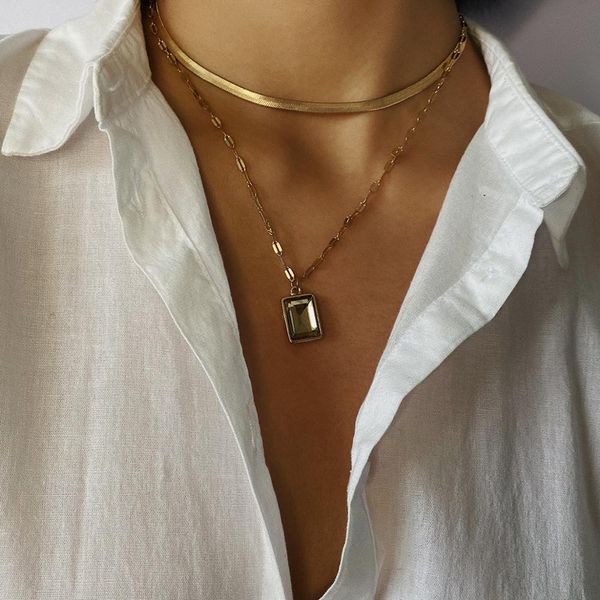 

готический змея цепи колье ожерелье 2020 воротники старинные кристалл кулон самолет ссылка ожерелье женщины мода ювелирные изделия, Silver