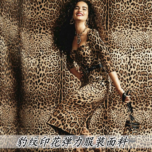 

spring and autumn micro-elastic hanging tight fabric leopard print clothing fabric handmade cloth diy bag hip dress cloth, Black;white