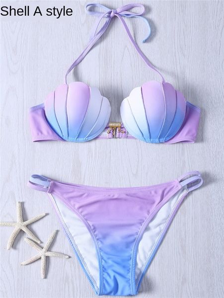 

mermaid purple shell mermaid swimsuit bikini purple shell bikini swimsuit, White;black