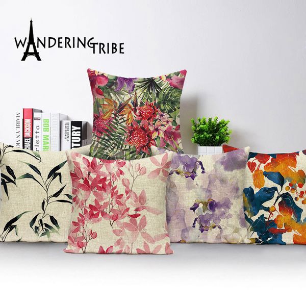 

retro botanical cover cushion floral leaves decoration pillows cases jungle pillowcases cushions covers sofa throw pillows cases