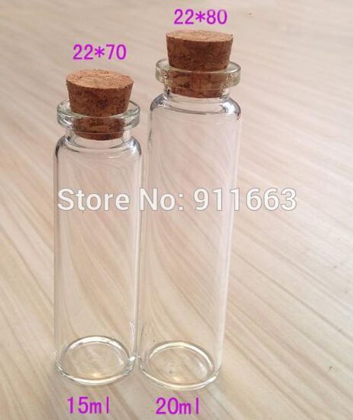 

15ml and 20ml vials 20mm opening 100pcs/lot,clear color glass vials with 20mm cork ser,glass bottles