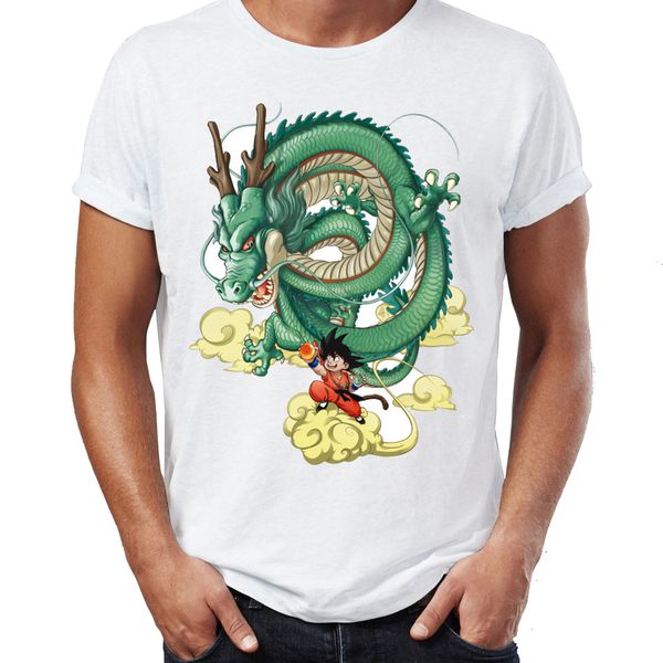 

men's t shirt goku and shenron awesome artwork printed tee, White;black