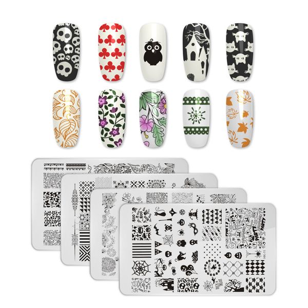 

manicurara 1pc nail stamping plates lace flowers geometric pattern stamping nail art diy designs manicure template, White