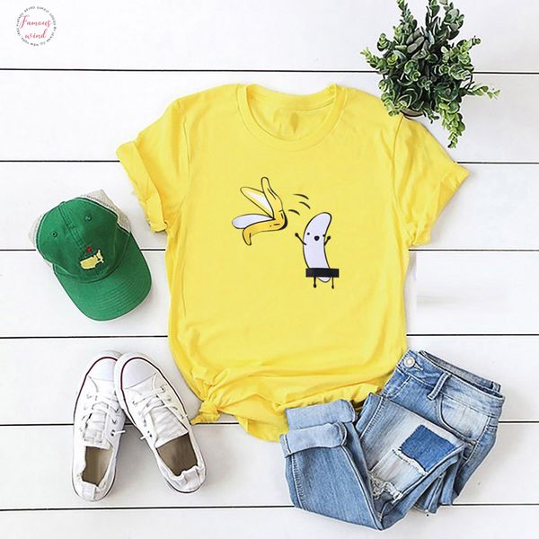 

summer funny t shirts cartoon banana print short sleeve women plus size cute t shirts casual tees wear new, White